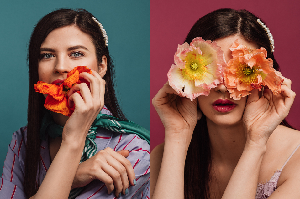 Kreativt porträt i studio fotogrfaerat av Fotograf Satu Linköping